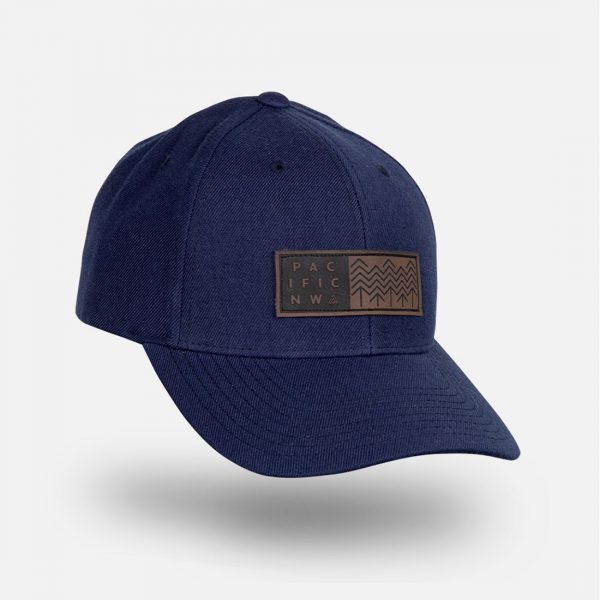 Navy hat with a Pacific NW leatherette patch
